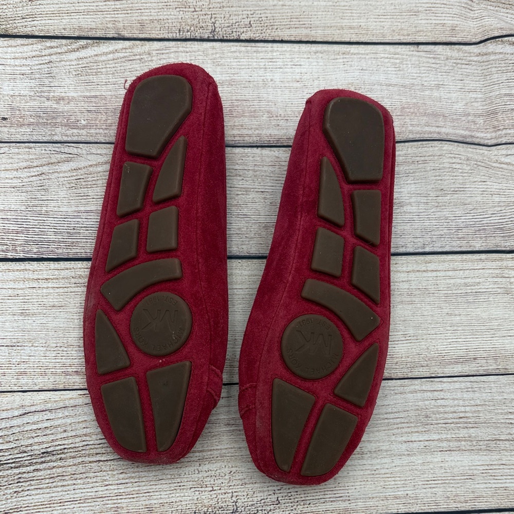 Michael Kors Burgundy Suede Loafers with Gold Accents - Picture 5 of 8